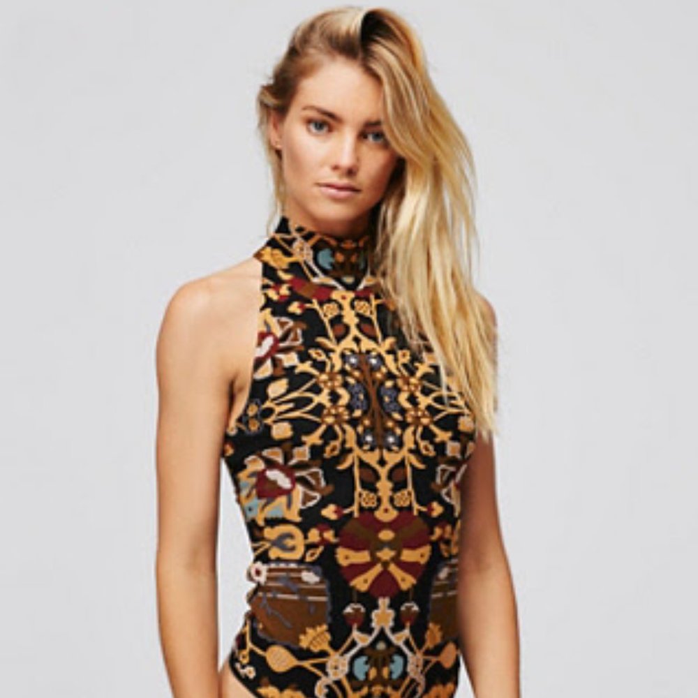 Rare Free People Almost Famous Mockneck Bodysuit, XS